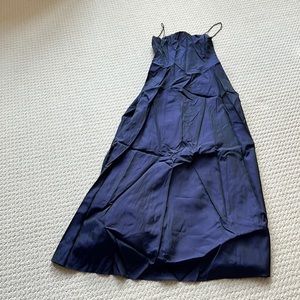 Prom dress with rouching, low back and mini train, size 10